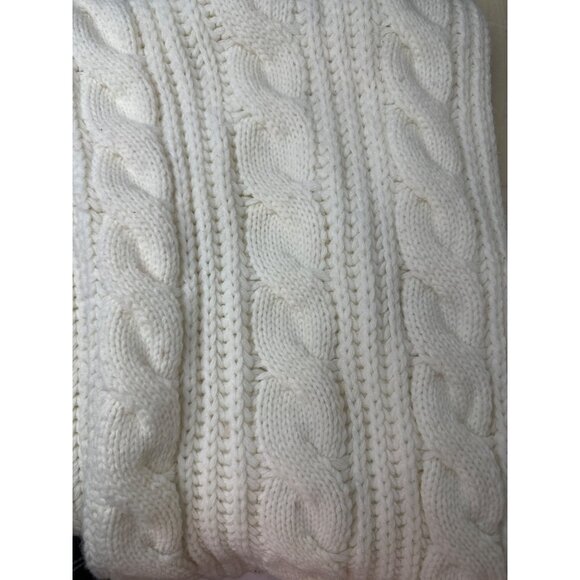 Women’s Ivory Cable Knit Fisherman Scarf Wrap Y2K Handmade Preppy Cozy Luxe - Picture 4 of 4